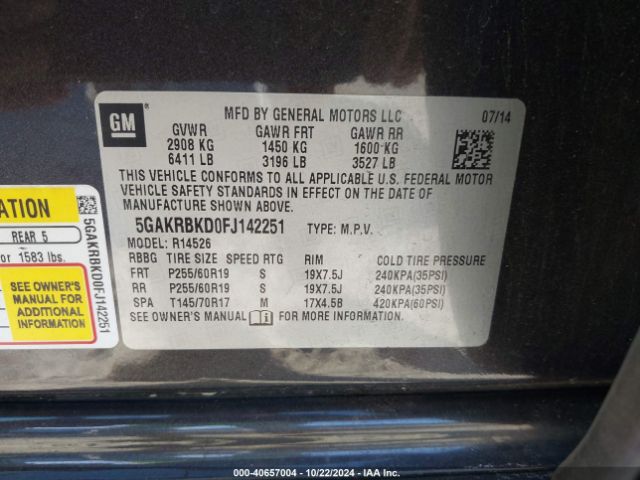 5GAKRBKD0FJ142251 Buick Enclave Leather