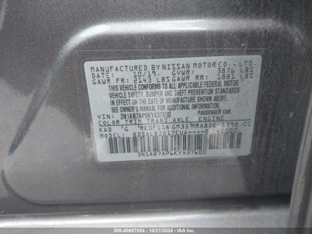 3N1AB7AP6KY437600 Nissan SENTRA S