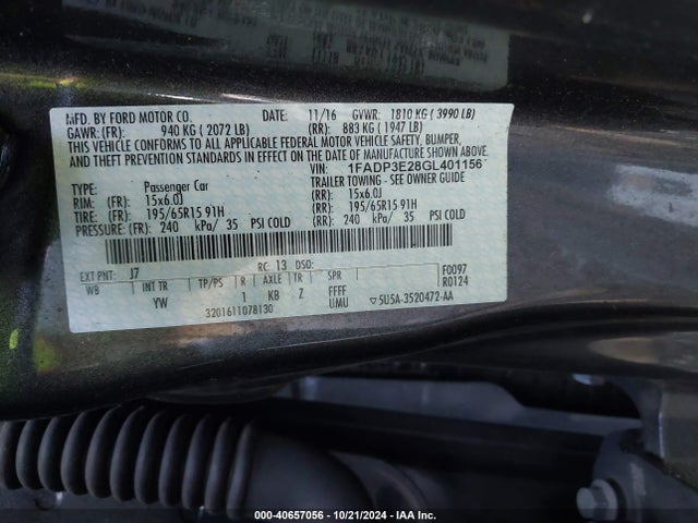 Ford FOCUS S 2016 1FADP3E28GL401156 Image 9