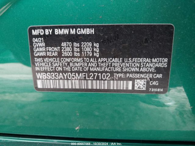 WBS33AY05MFL27102 BMW M3 Competition