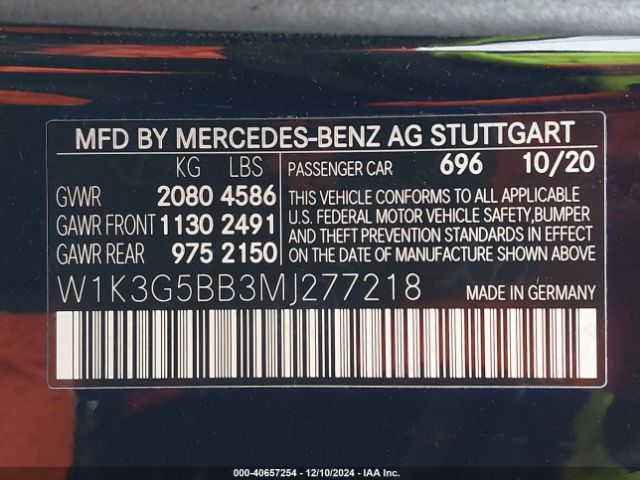 2021 MERCEDES-BENZ AMG A 35 W1K3G5BB3MJ277218 Photo 8