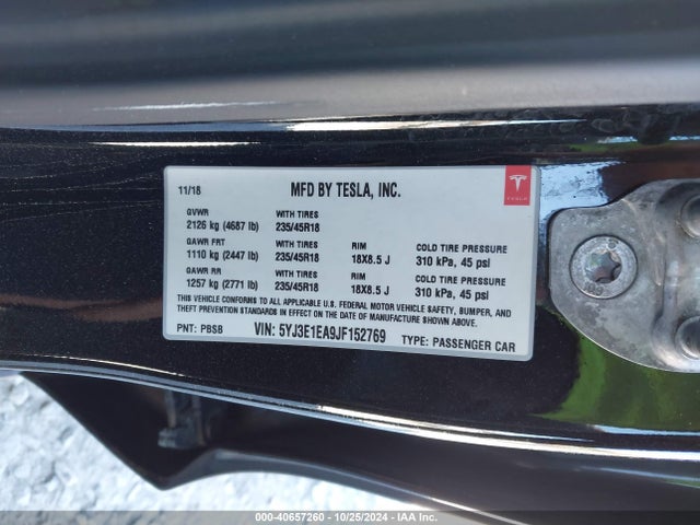 2018 TESLA MODEL 3 5YJ3E1EA9JF152769 Photo 8