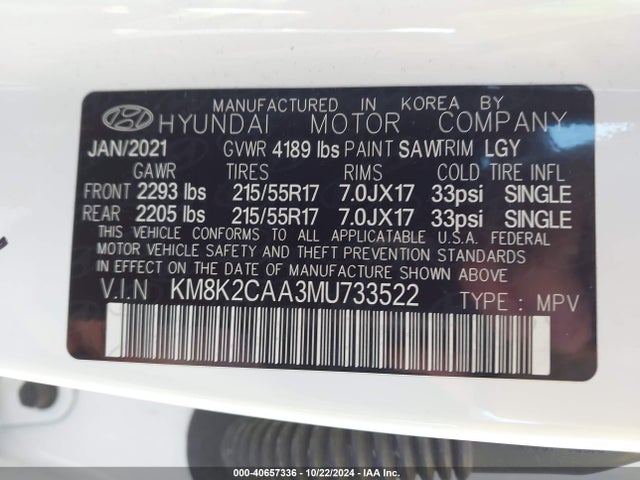 Hyundai Kona Sel 2021 KM8K2CAA3MU733522 Image 9