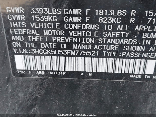 Honda FIT LX 2015 3HGGK5H53FM775521 Image 9