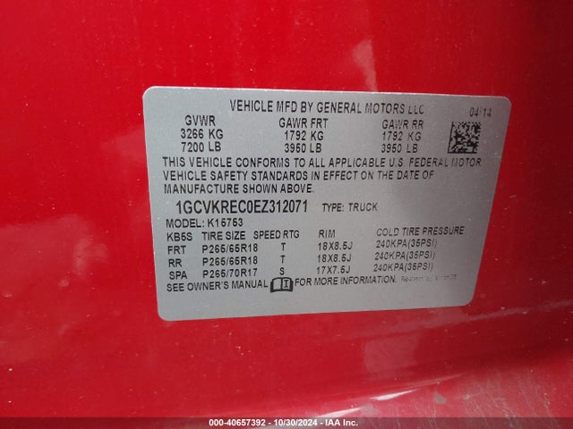 Chevrolet Silverado 1500 2lt 2014 1GCVKREC0EZ312071 Image 9