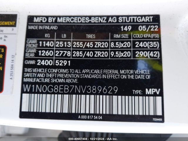 W1N0G8EB7NV389629 Mercedes-Benz Glc 300 4matic Suv
