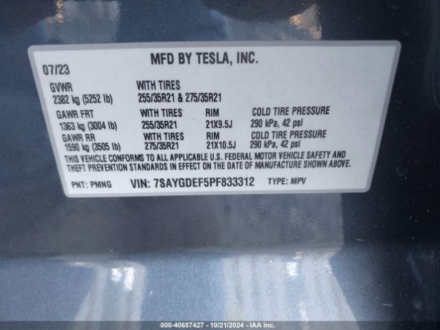 7SAYGDEF5PF833312 Tesla Model Y Performance Dual Motor All-wheel Drive