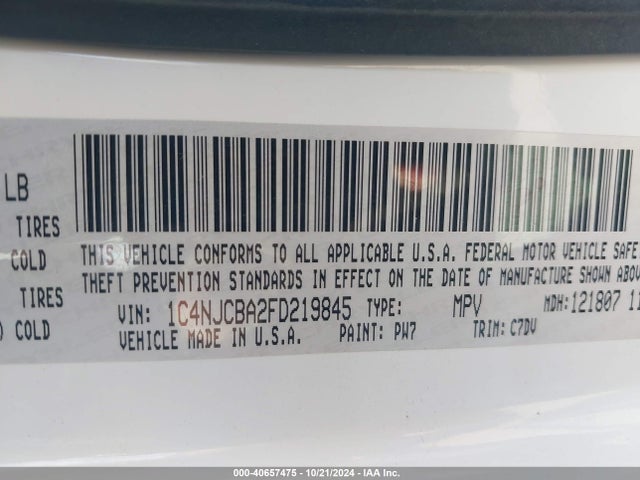 1C4NJCBA2FD219845 Jeep Compass Sport