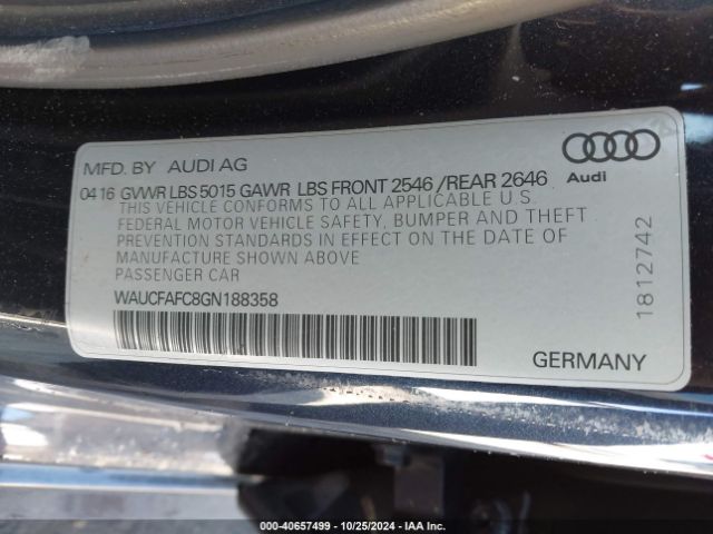 WAUCFAFC8GN188358 Audi A6 2.0t Premium