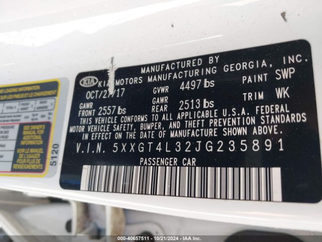 5XXGT4L32JG235891 KIA Optima Lx