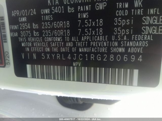 5XYRL4JC1RG280694 KIA SORENTO S