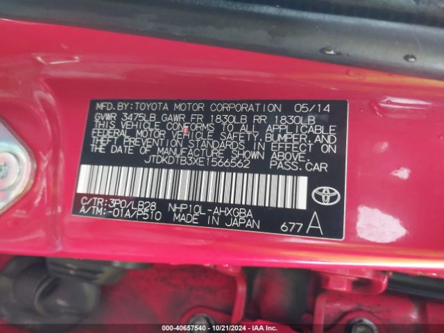 JTDKDTB3XE1566562 Toyota Prius C Four
