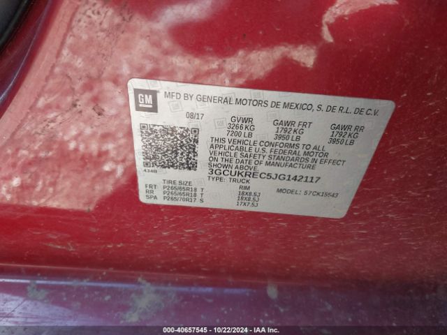 3GCUKREC5JG142117 Chevrolet Silverado 1500 1lt