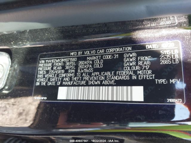 YV4102WK9M1071560 Volvo V60 Cross Country T5