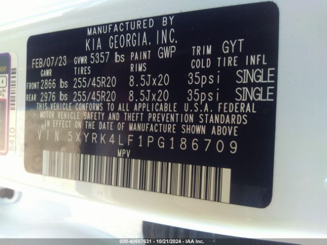 5XYRK4LF1PG186709 KIA SORENTO SX