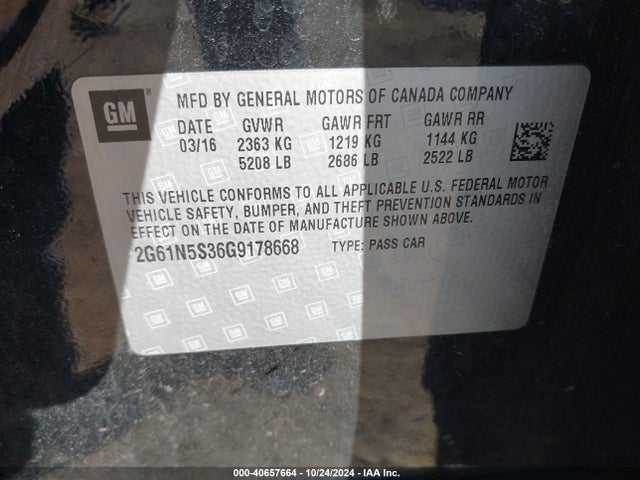Cadillac Xts Luxury Collection 2016 2G61N5S36G9178668 Image 9