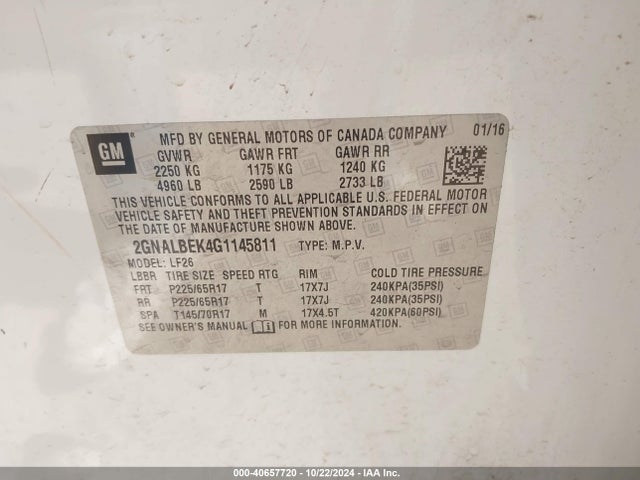 Chevrolet Equinox L 2016 2GNALBEK4G1145811 Image 9