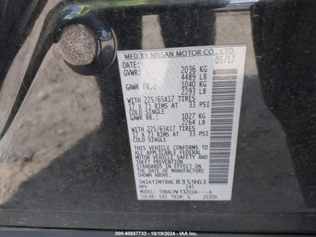 Nissan ROGUE S 2017 5N1AT2MT8HC835961 Image 9