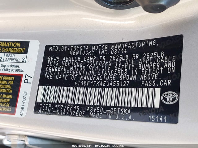 Toyota CAMRY SE 2014 4T1BF1FK4EU455127 Image 9
