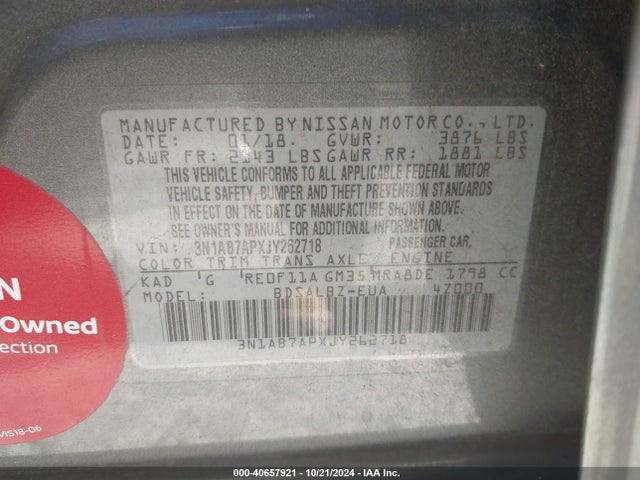 Nissan SENTRA S 2018 3N1AB7APXJY262718 Image 8