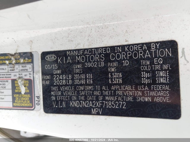 KIA Soul 2015 KNDJN2A2XF7185272 Image 9