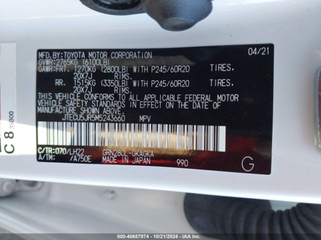 JTECU5JR5M5243660 Toyota 4runner Nightshade Special Edition