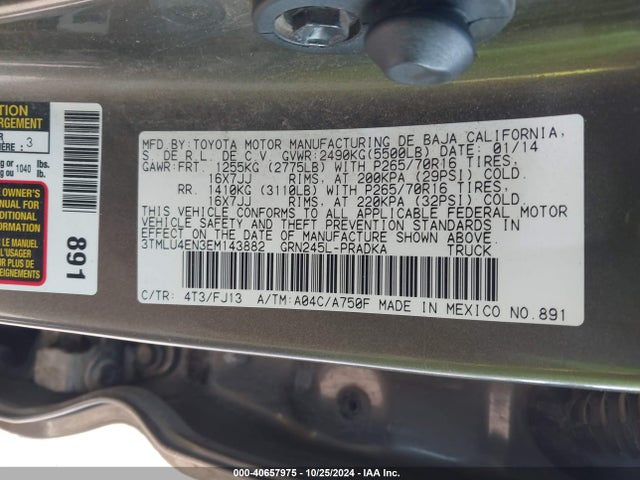 Toyota Tacoma Double Cab 2014 3TMLU4EN3EM143882 Image 9