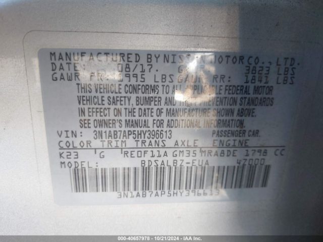 3N1AB7AP5HY396613 Nissan SENTRA S
