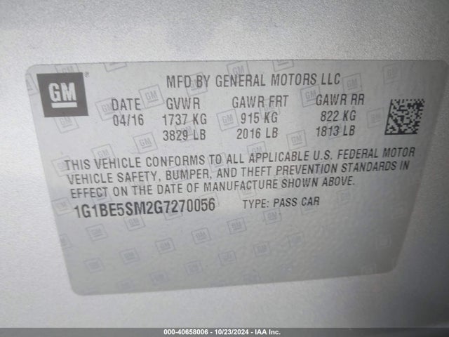 Chevrolet Cruze Lt Auto 2016 1G1BE5SM2G7270056 Image 9