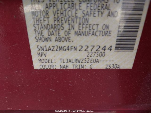 5N1AZ2MG4FN227244 Nissan MURANO SL