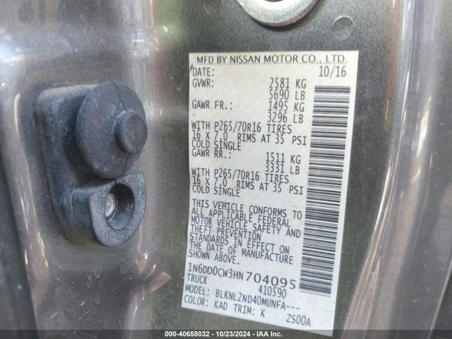 Nissan Frontier Sv 2017 1N6DD0CW3HN704095 Image 9