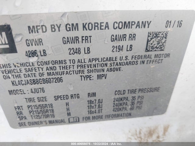 KL4CJASB8GB607206 Buick Encore