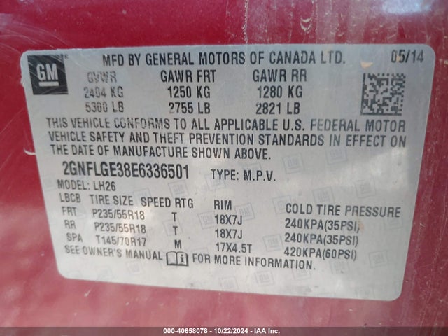 Chevrolet Equinox 2lt 2014 2GNFLGE38E6336501 Image 9
