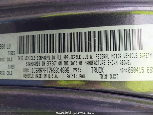 1C6RR7PT7HS814806 RAM 1500 Longhorn  4x4 5'7 Box