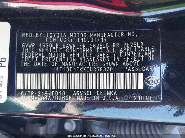 Toyota CAMRY LE 2014 4T1BF1FKXEU358370 Image 9