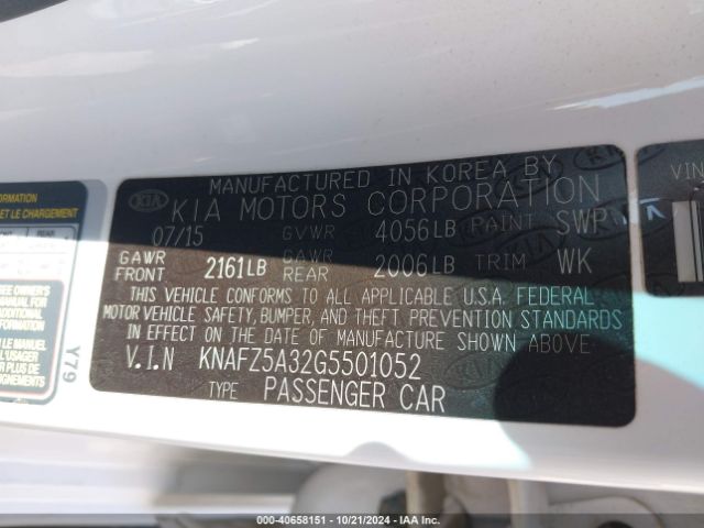 KNAFZ5A32G5501052 KIA FORTE SX