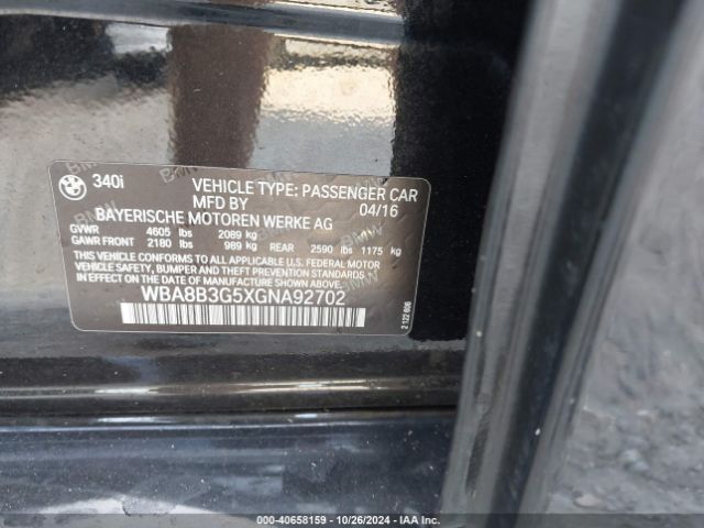 WBA8B3G5XGNA92702 BMW 340i