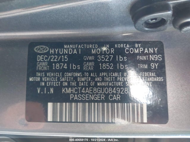Hyundai ACCENT SE 2016 KMHCT4AE8GU084928 Image 9