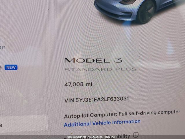 5YJ3E1EA2LF633031 Tesla Model 3 Standard Range Plus Rear-wheel Drive/standard Range Rear-wheel Drive