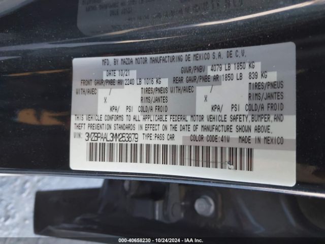 3MZBPAAL3MM253879 Mazda Mazda3 2.5 S