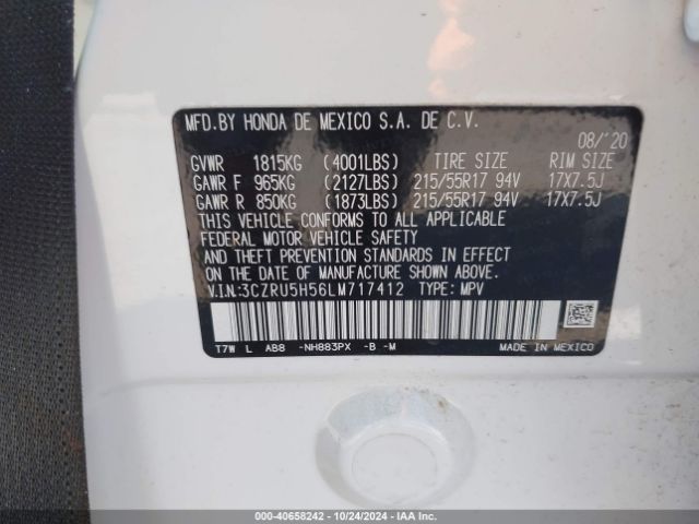 3CZRU5H56LM717412 Honda Hr-v 2wd Ex