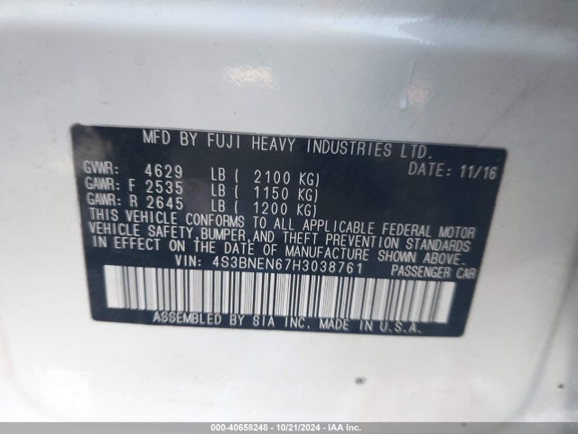 4S3BNEN67H3038761 Subaru Legacy 3.6r Limited