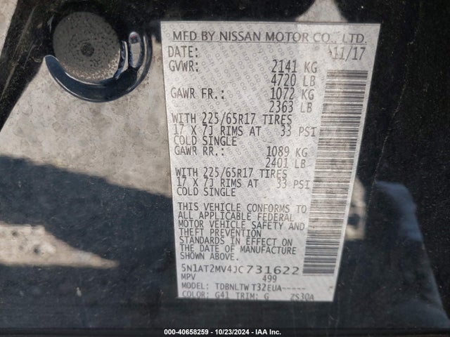 Nissan ROGUE SV 2018 5N1AT2MV4JC731622 Image 9