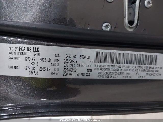 1C4PJMDX4KD459103 Jeep Cherokee Limited 4x4