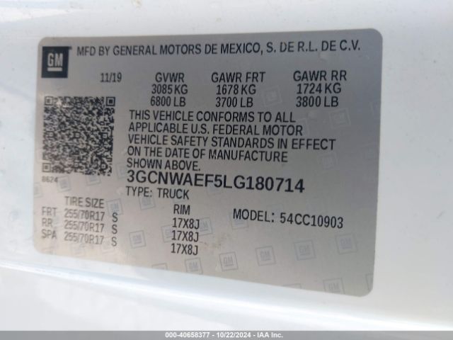 3GCNWAEF5LG180714 Chevrolet Silverado 1500 2wd  Long Bed Wt