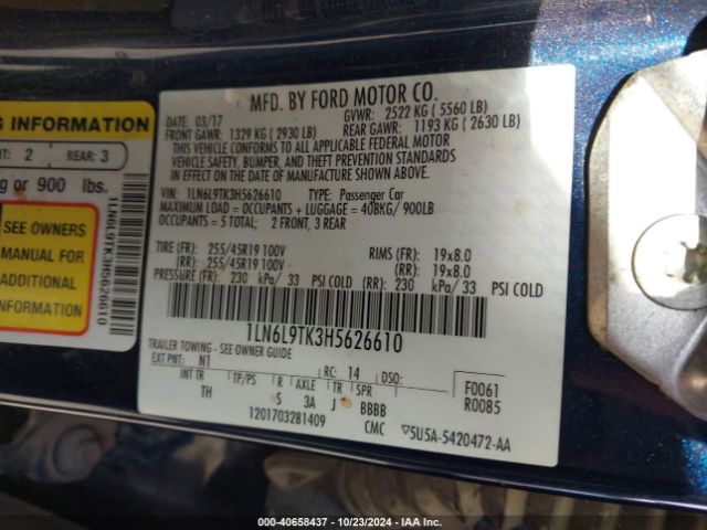 1LN6L9TK3H5626610 Lincoln Continental Select