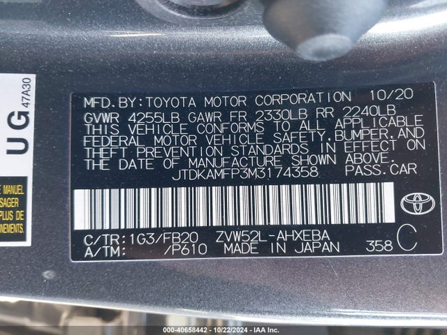 Toyota Prius Prime Le 2021 JTDKAMFP3M3174358 Image 9
