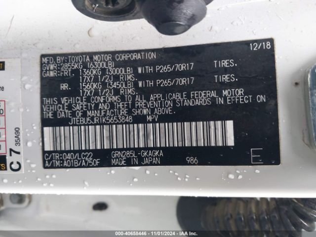 JTEBU5JR1K5653848 Toyota 4runner Trd Off Road Premium