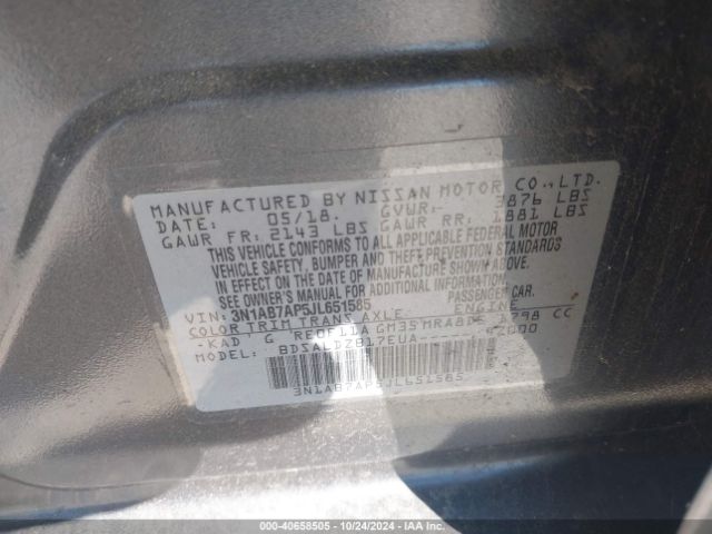 3N1AB7AP5JL651585 Nissan SENTRA SV
