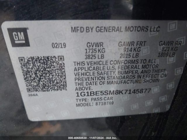 1G1BE5SM8K7145877 Chevrolet CRUZE LT